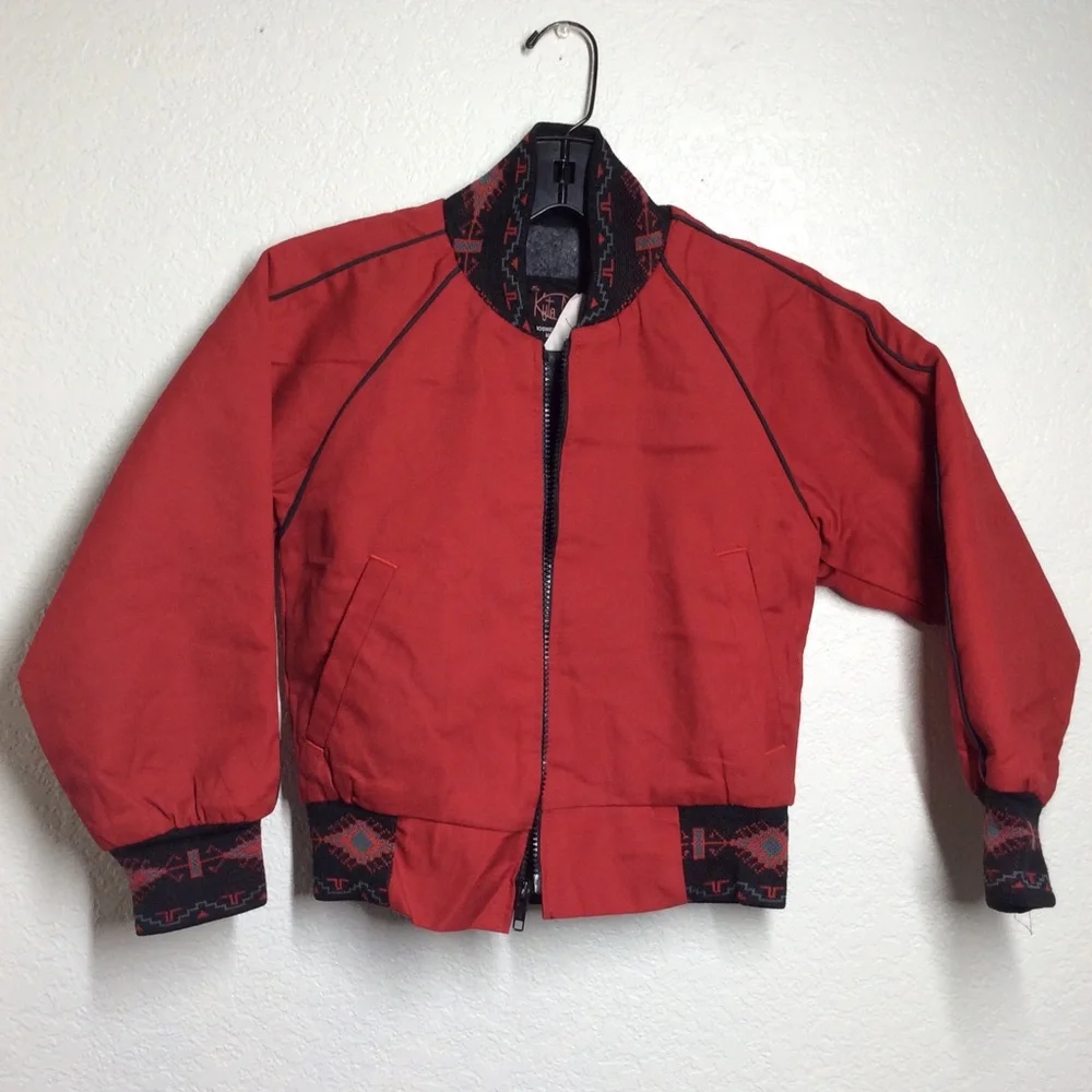 Kyta Make Co. Southwestern and Aztec-inspired canvas full-zip bomber jacket